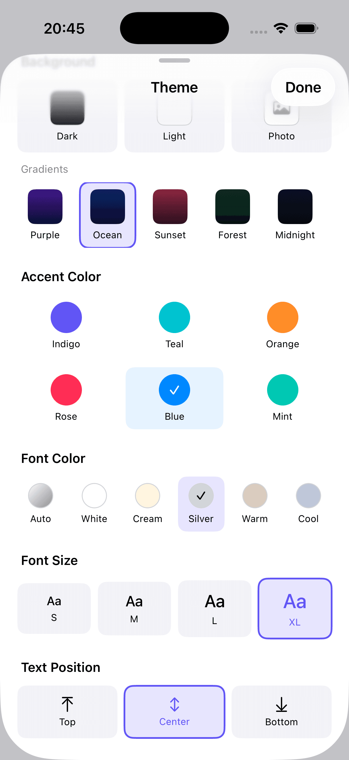 Theme color customization